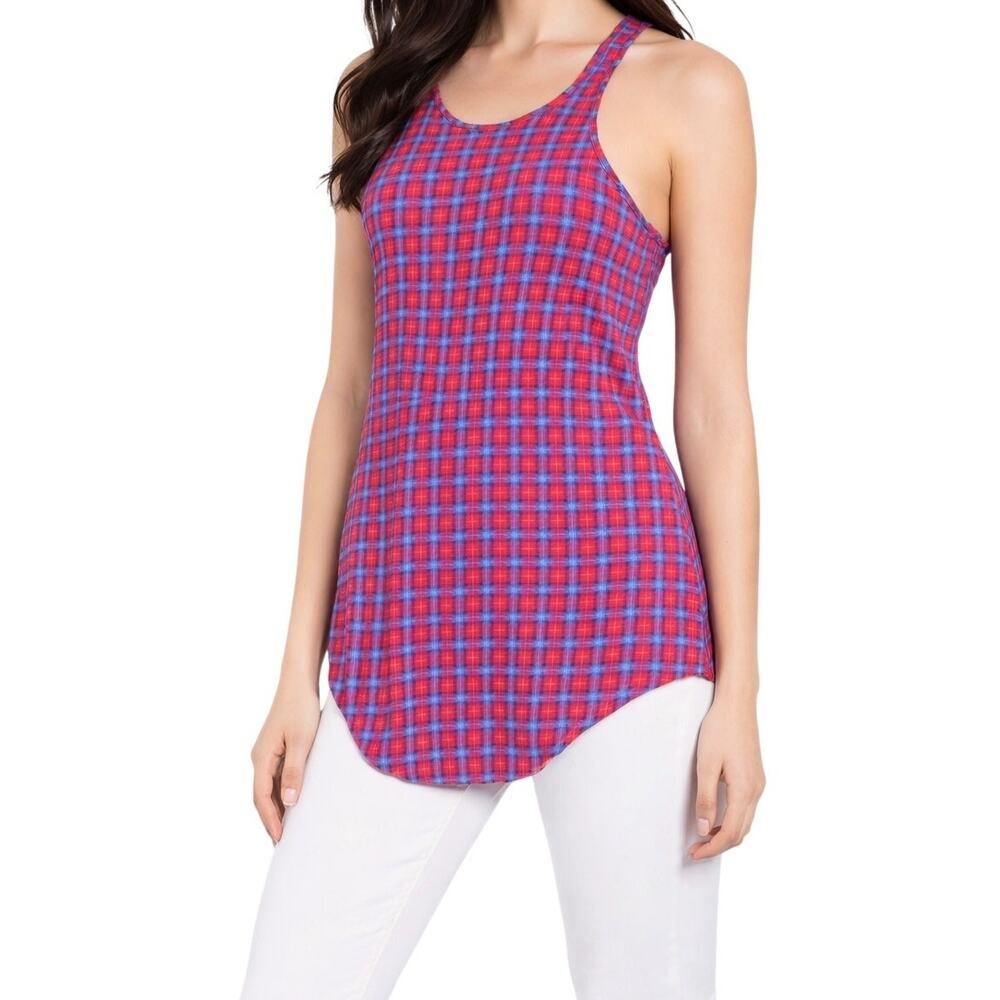 Frank & Eileen Tee Lab racerback plaid tank top small